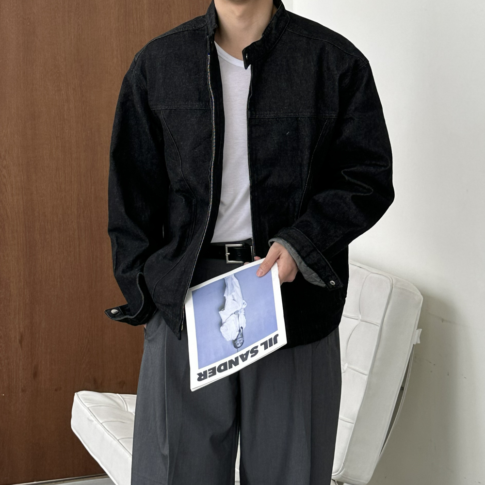 남자 청자켓 오버핏 트러커 차이나카라 데님 봄 가을 남자 자켓 - 상품 이미지
