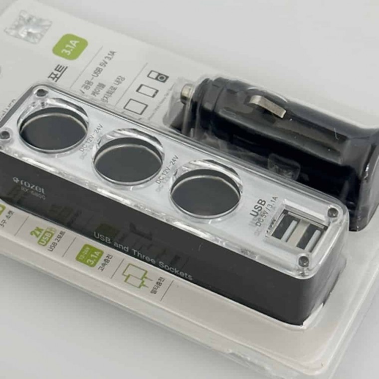 자동차 3구 USB 2포트 차량시가잭 자동차시가잭 차량용시가잭 차량시거잭 - 상품 이미지
