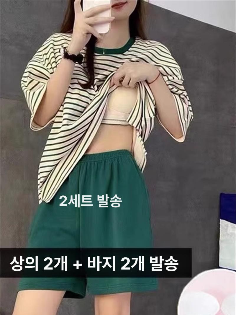 내장 패드 잠옷 원피스 편하게 브라없이 실내복 집에서입는옷 세트 엄마선물 이지웨어 - 상세 이미지 2