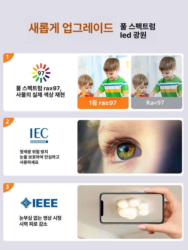 우리가 고양이 발바닥 천장등 전등 인테리어조명 LED YH333 3색광 46cm 36W - 상세 이미지 4