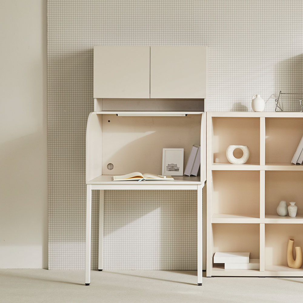 [희망일배송] 장인가구 토모 학생 집중력 스터디 독서실 가정용 철제형 책상+상부장+LED, 800 우드내추럴 - 상세 이미지 3