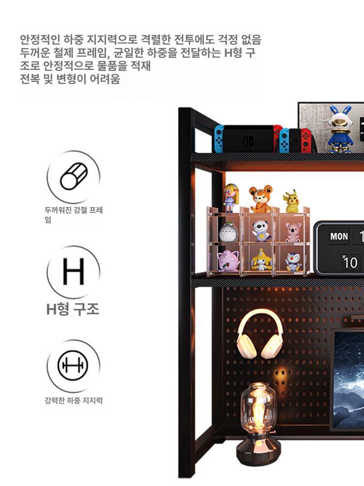 책상위 타공판 컴퓨터 책 정 철제 데스크 게이밍 책꽂이 책장 프레임 정리 선반 - 상세 이미지 3
