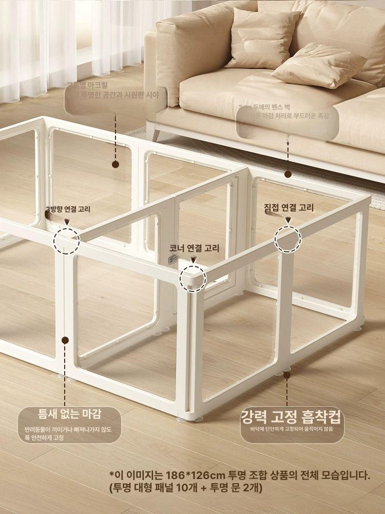 애견 안전문 펜스 펫도어 강아지 접이식 가림막 아크릴 반투명 126 x 96cm 스타일 A 높이 60cm - 상세 이미지 5