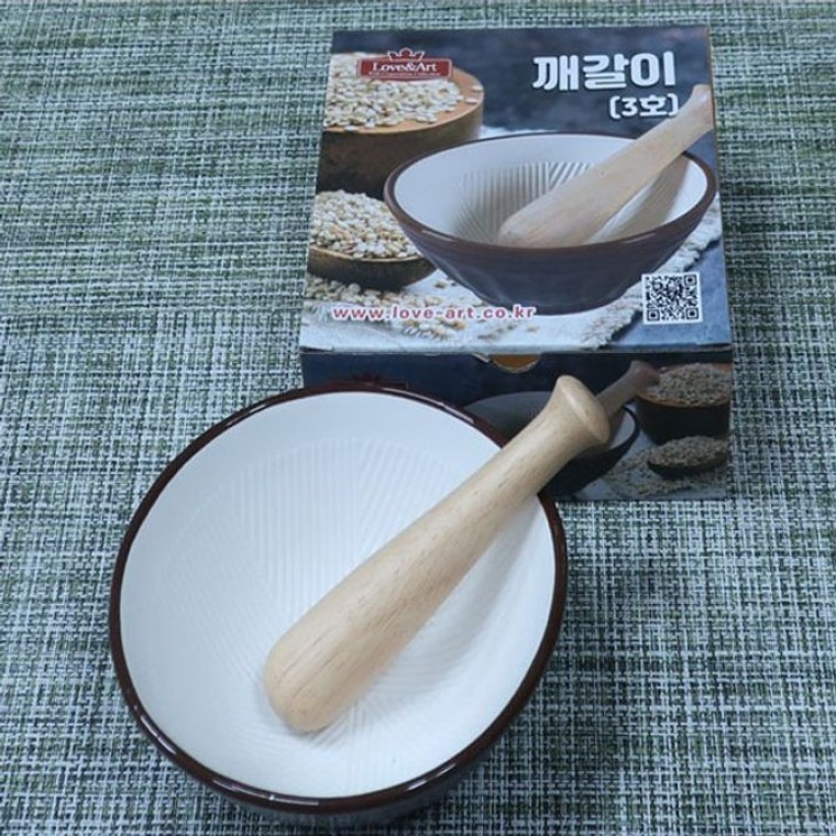 러브아트 절구통 도자기 절구 방망이 깨갈이 세트 대 - 상품 이미지