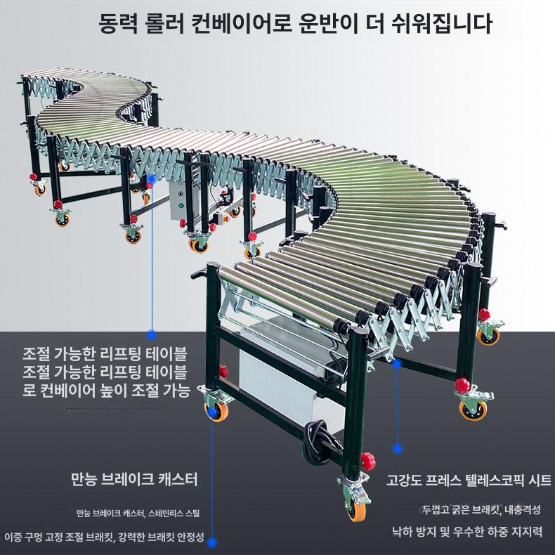 무동력 롤러 자바라 컨베이어 콘베이어 컨베어 다중 웨지 벨트 500mm - 상세 이미지 4