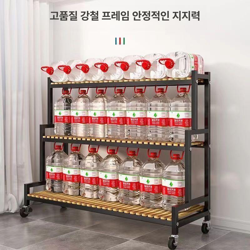 원목 계단식 화분 프레임 진열대 수납대 이동식 거치대 블랙 3칸 소음방지바퀴 120cm - 상세 이미지 4