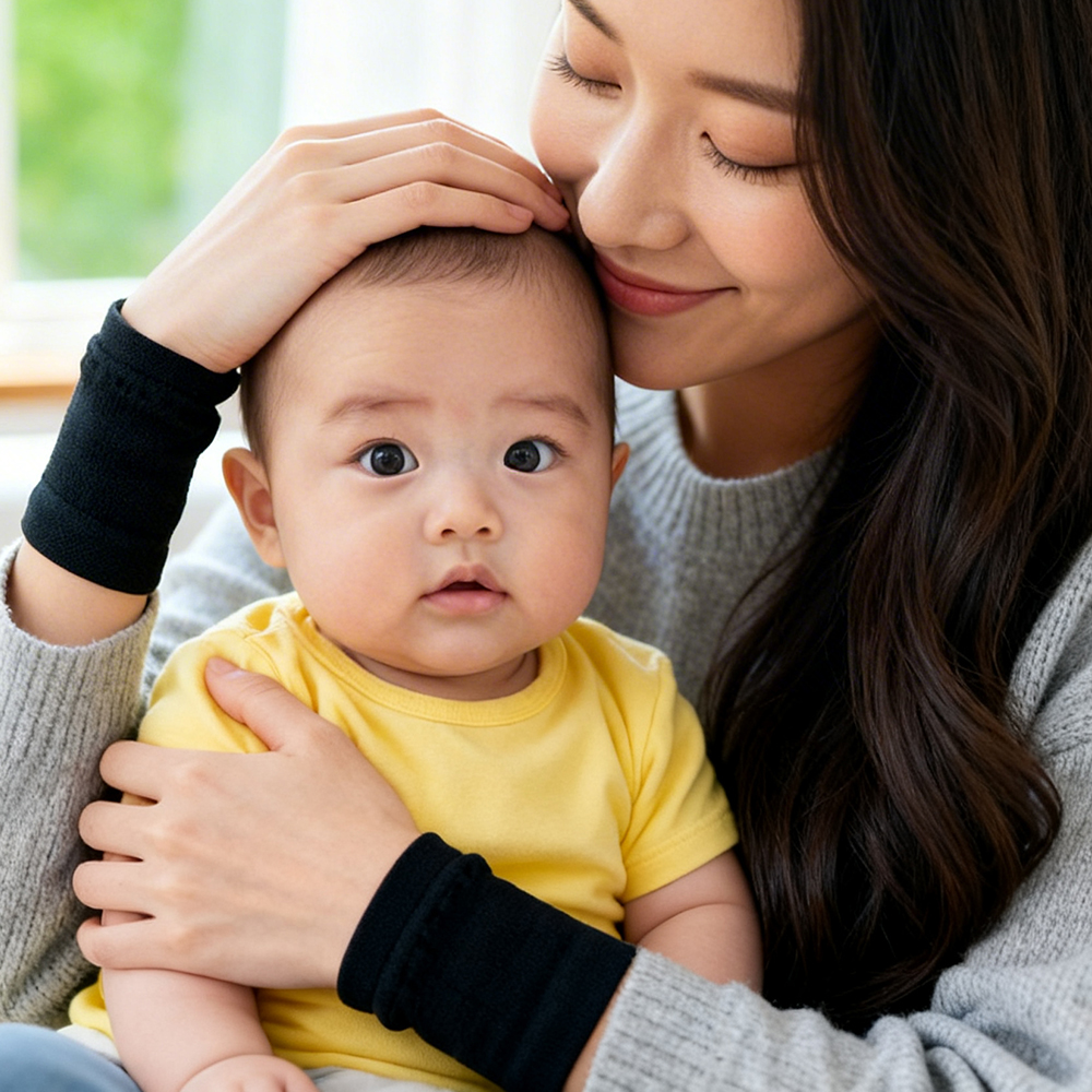 닥터코어런 블랙 베이비랩 출산손목보호대 산모 임산부 산후 얇은아대 약국 1쌍 - 상품 이미지
