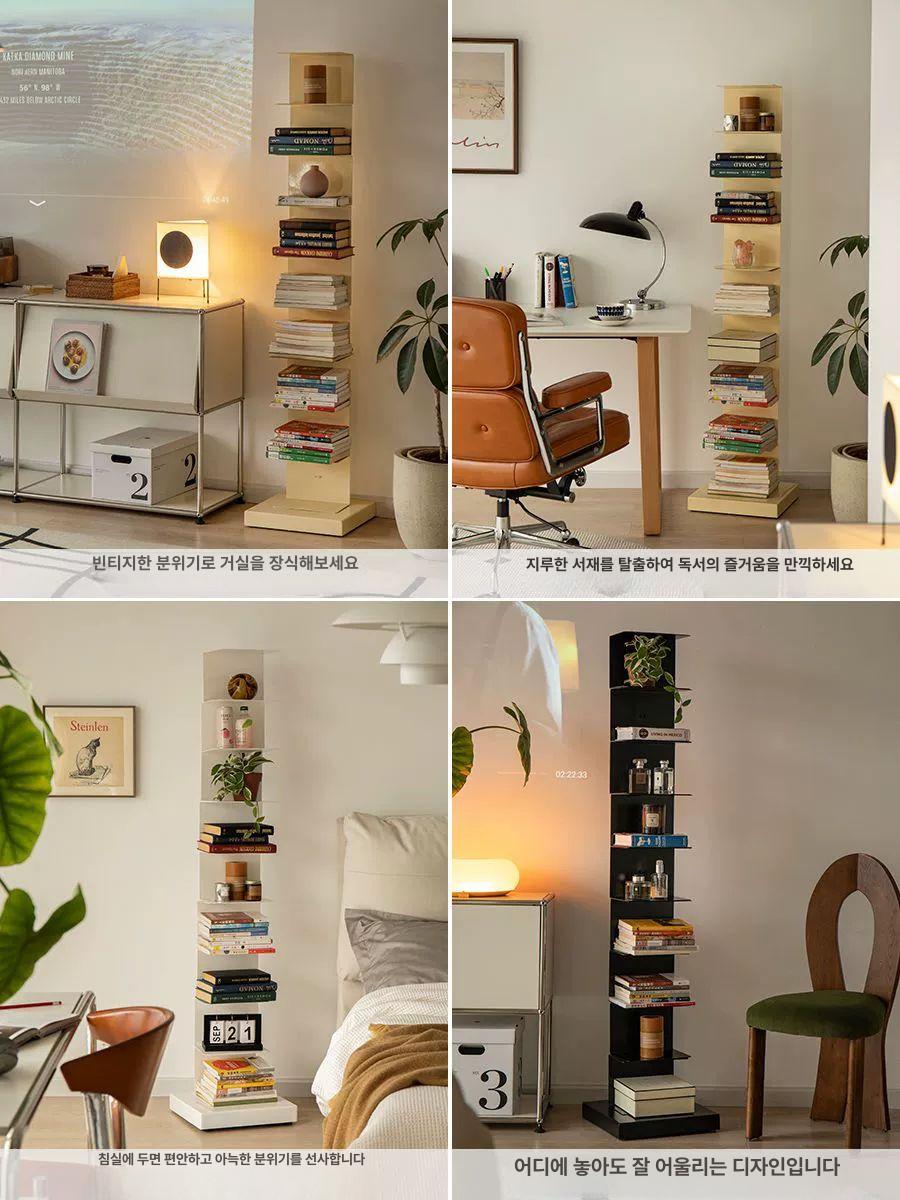 북유럽 책선반 거실 미니 서재 진열대 상품 좁은 코너 블랙 6칸 표준 A5 15x23cm - 상세 이미지 4