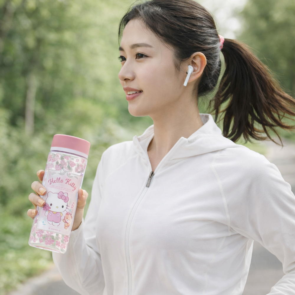 슬림 차 거름망 물병 휴대용 캐릭터 물통 어린이 여성 보틀 400ml, 헬리키티 - 상세 이미지 5