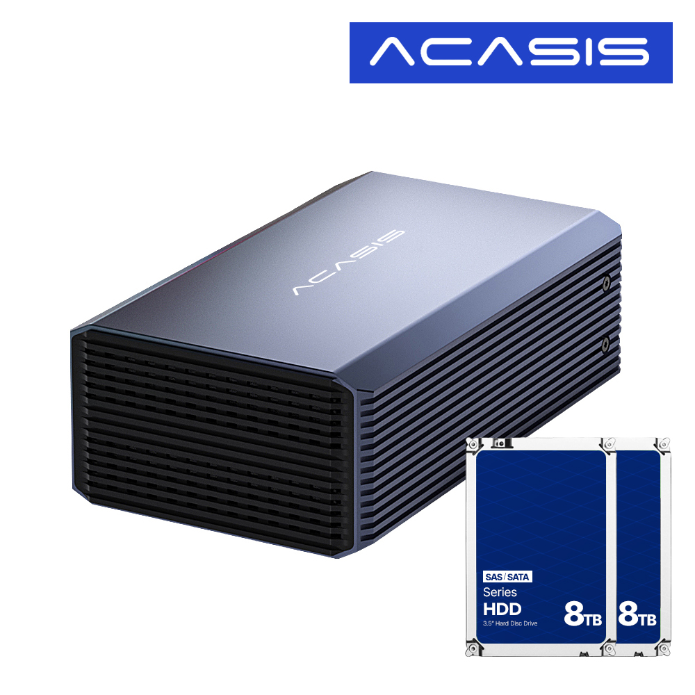 ACASIS 아카시스 EC-7352 64TB RAID 2베이 대용량 외장하드 데이터 복구 지원 하드디스크+아이언울프 프로 32TBx2EA - 상품 이미지