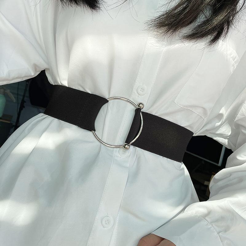 블랙 여성용 허리띠 와이드 밴드 허리끈 코트용 - 상세 이미지 2
