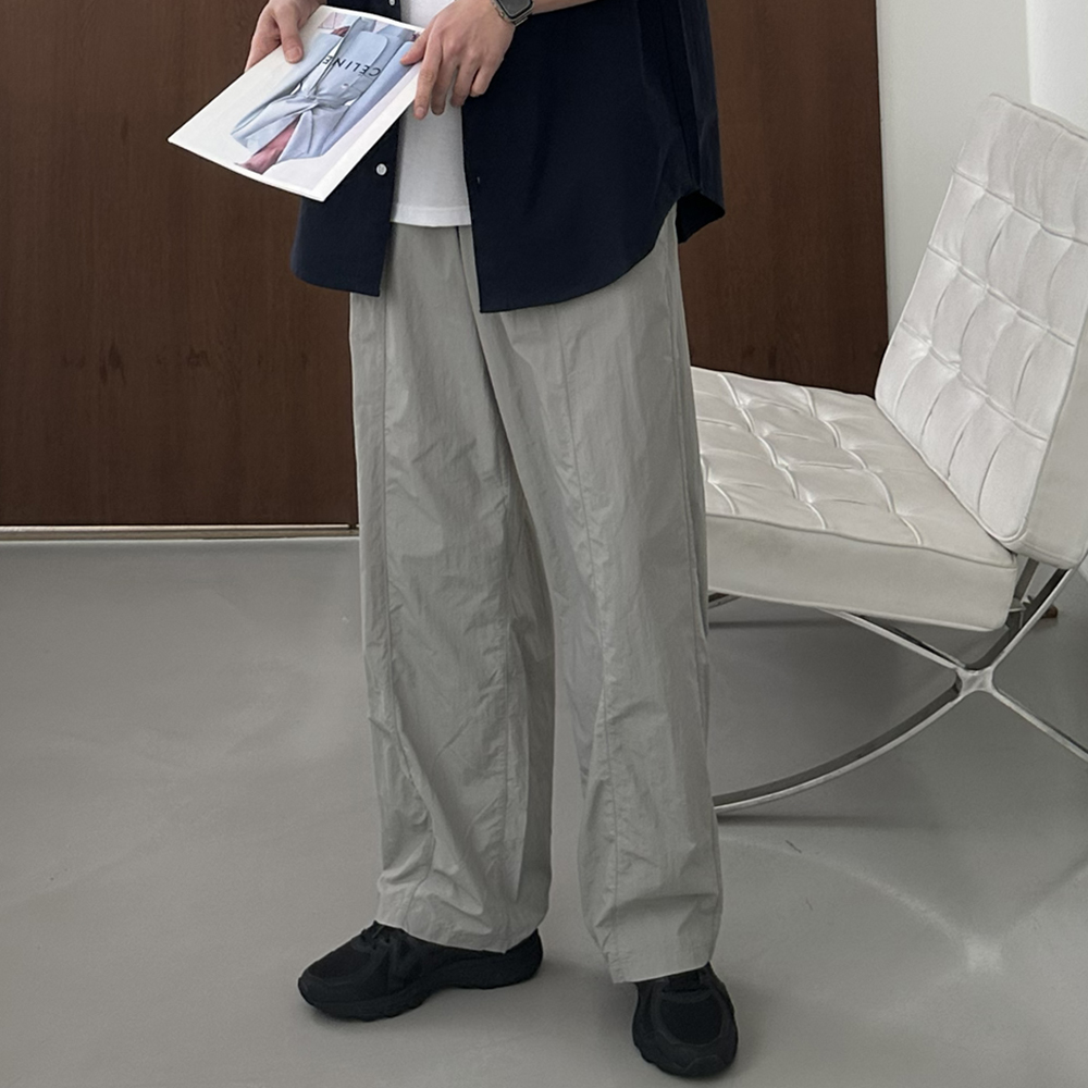 1+1 남자 바지 나일론 여름 바지 와이드 밴딩 아이스 팬츠 - 상세 이미지 4
