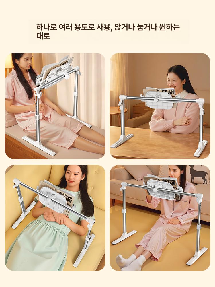 스마트폰거치대 태블릿 휴대폰 화이트 누워서 침대에 화이트 독서대+휴대폰 거치대 - 상세 이미지 5