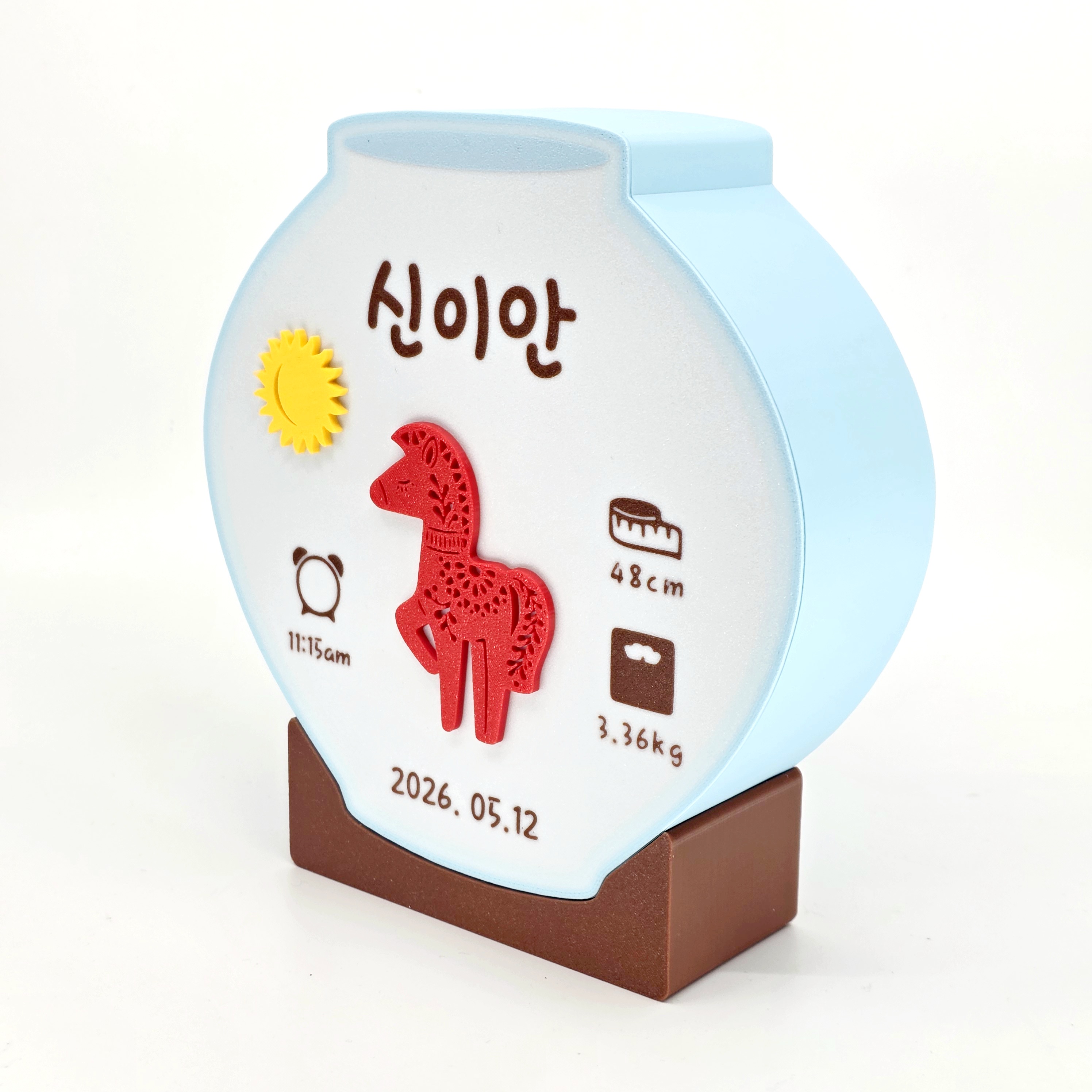 출산선물 아기탄생정보 맞춤각인 LED 수유등 신생아 무드등 - 상세 이미지 5