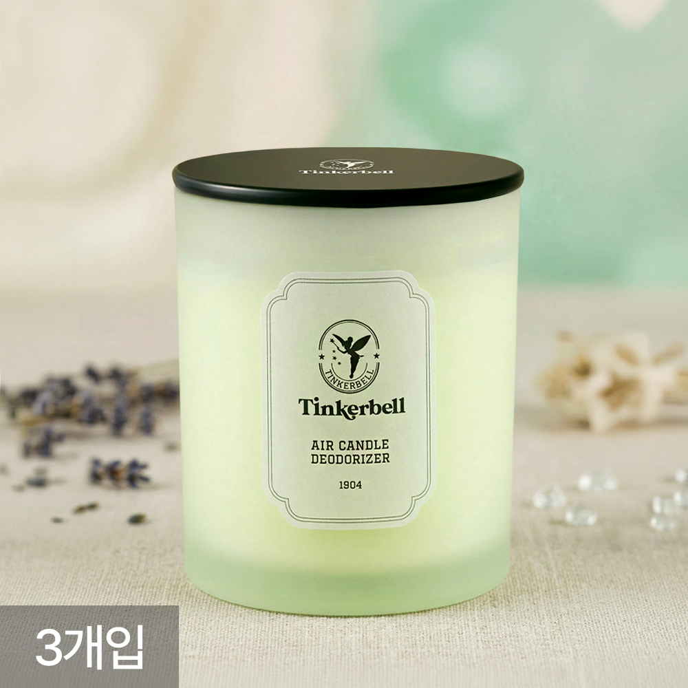 [팅커벨] 에어캔들 퍼퓸 고체 탈취제 화장실 홀애비 방 냄새제거 그린 프루티, 230g, 3개 - 상품 이미지
