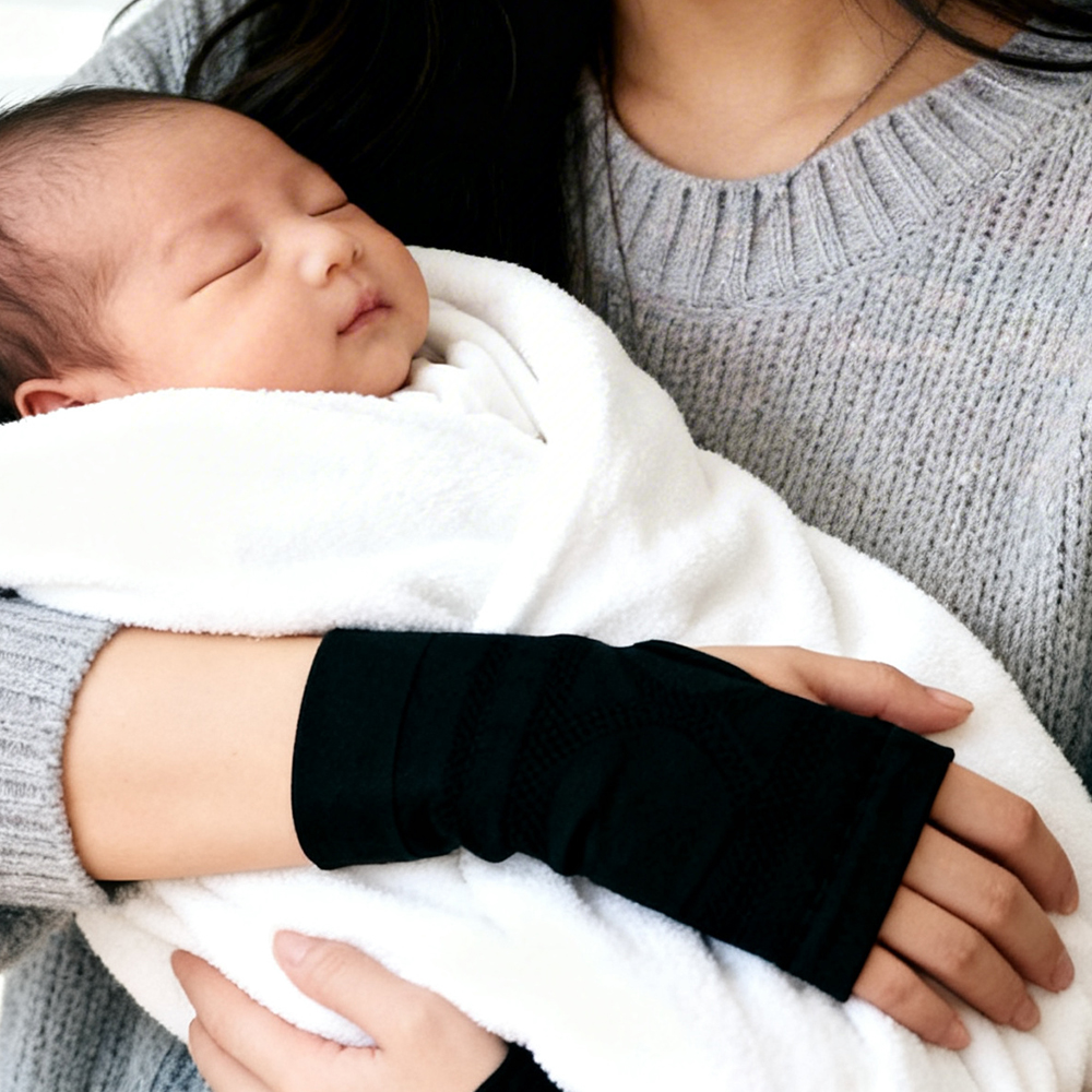 닥터코어런 블랙 베이비랩 출산 손바닥보호대 얇은손목 산모 임산부산후 약국아대 1쌍구성 - 상세 이미지 2