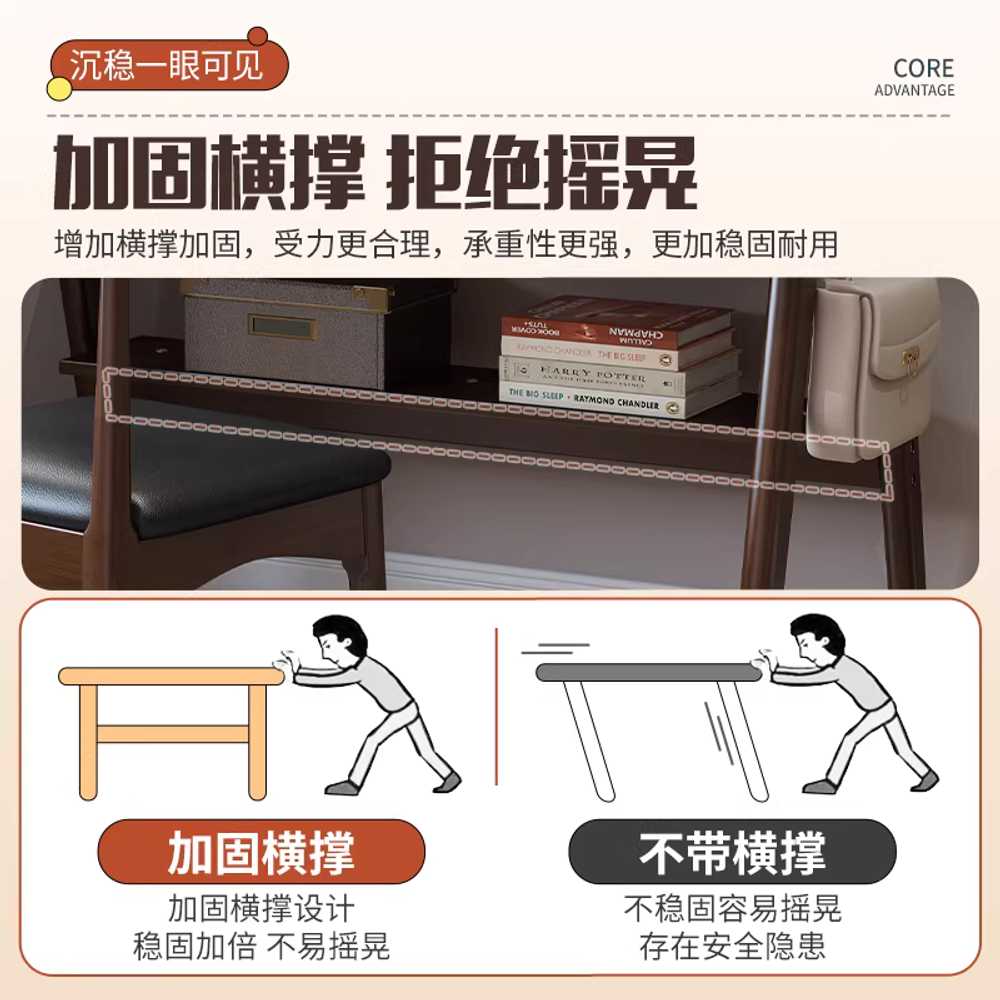 엔틱 책상 서재 침실 독서 노트북 학습 원목 데스크 80x60x75 - 상세 이미지 5