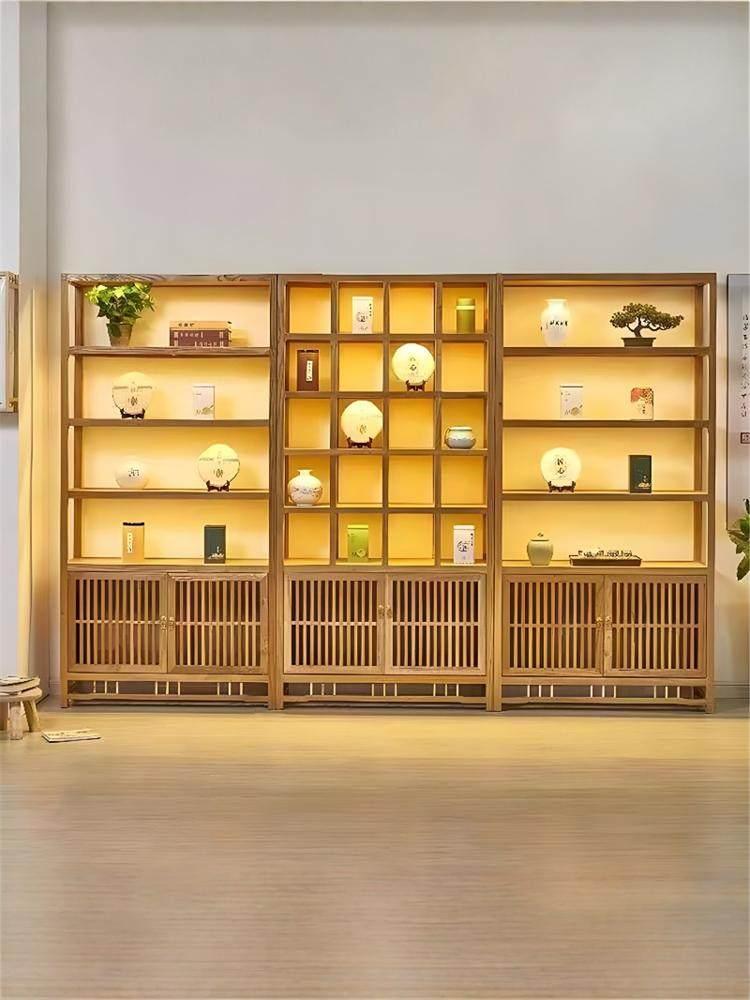 술장식장 와인 차 위스키장 조명이 다실 수납장 북유럽풍 조명 없는 고급 3종 세트 - 상세 이미지 3