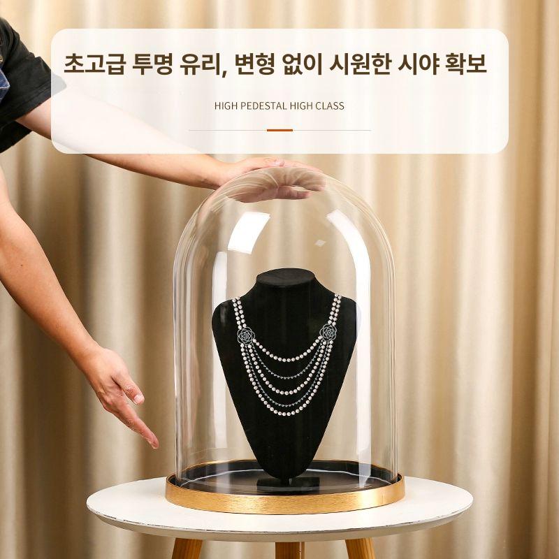 대형 유리돔 디스플 부케 장미 결혼 투명 장식장 전시대 전시 먼지덮개 받침대 글라스 - 상세 이미지 3