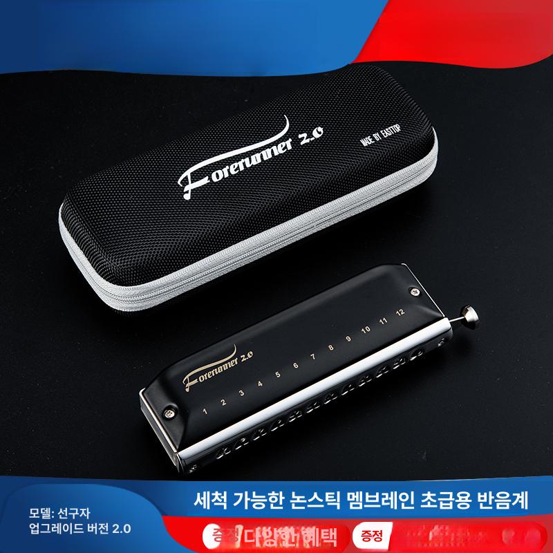 포러너 크로매틱하모니카 12홀 g 하모니카 단품 세트 학생을 키 구강 반음계 및 초보자 - 상세 이미지 5