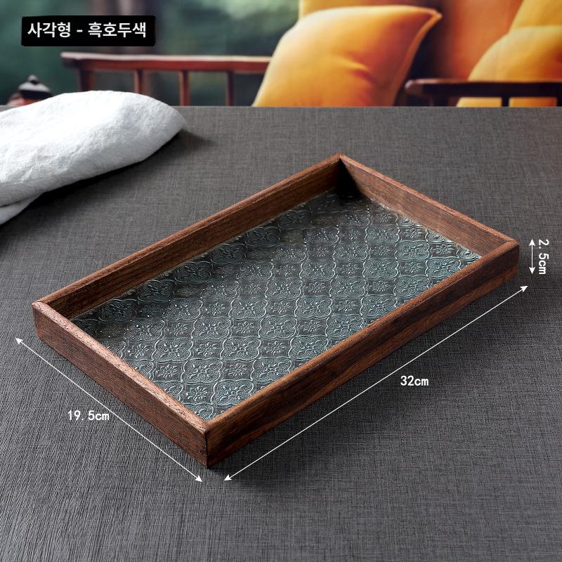 유리쟁반 일본 감성 플레이트 베고니아 카페 앤틱 레트로 팔각형 - 상세 이미지 5
