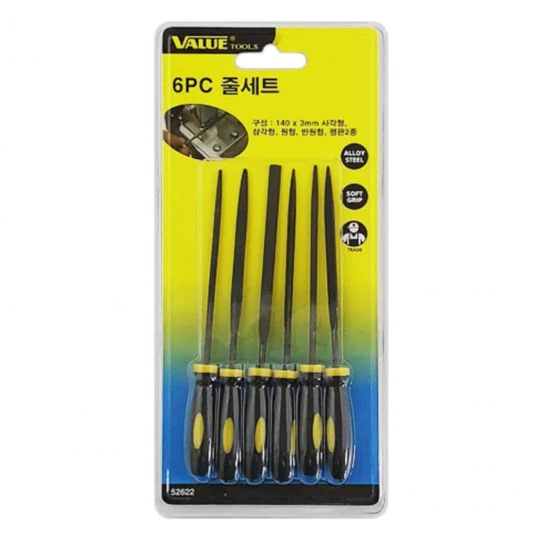 6PC 줄세트 쇠줄 톱줄 평판줄 목공용줄 세공줄 야스리쇠줄 - 상품 이미지