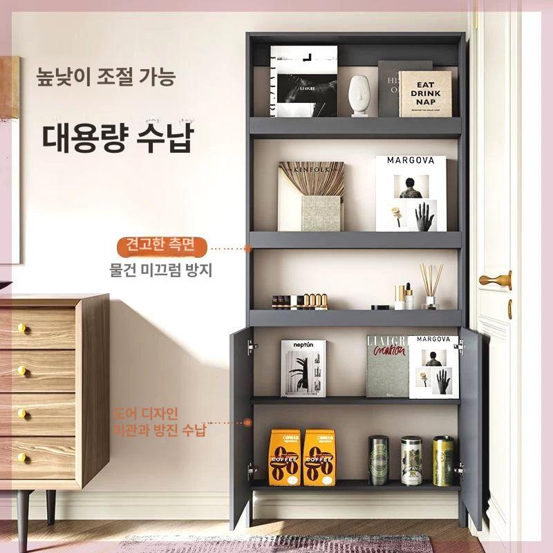 얇은 문뒤 수납장 도어 틈새 서랍장 좁은 슬림 폭 집 투 도어 60x12x180 화이트 - 상세 이미지 2