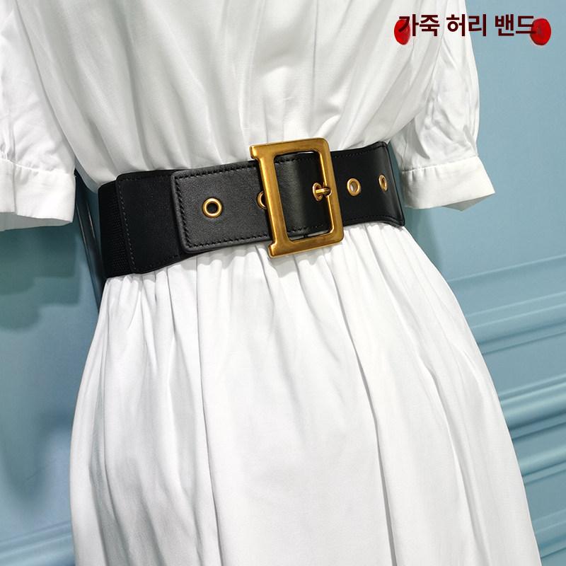 여성용 천연가죽 와이드벨트 데일리 셔츠용 허리벨트 - 상세 이미지 2