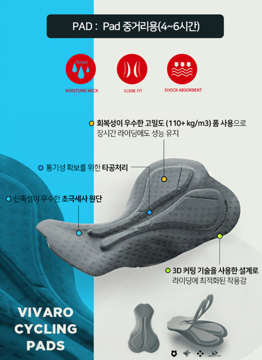 비바로 빕 사이클링 9부 타이즈 사이클 타이츠 자전거 레깅스 라이딩 팬츠 9부 사이클 팬츠 - 상세 이미지 4