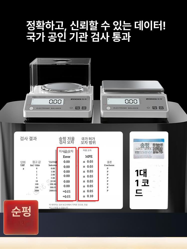 정밀전자저울 0.001g 초정밀 스텐 실험실 측정 무게 밀리그램 등급 원형 100g 방풍커버+추 - 상세 이미지 4