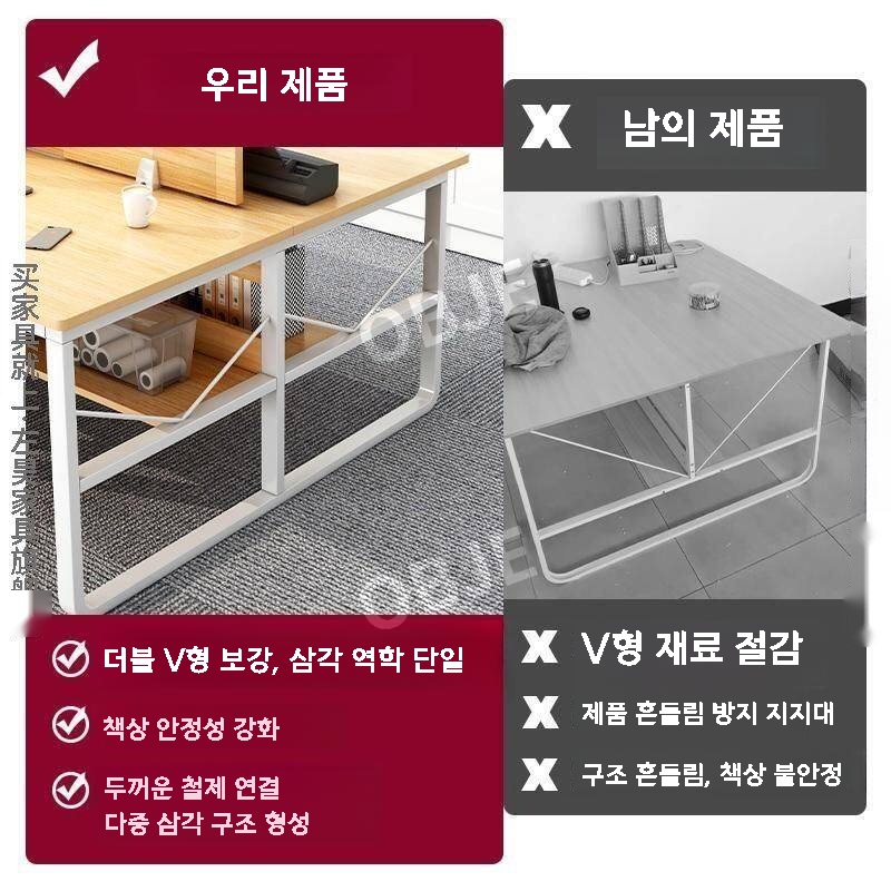 2인용 책상 마주보는 일자형 서랍통 데스크 컴퓨터 사무용 책상 - 상세 이미지 5