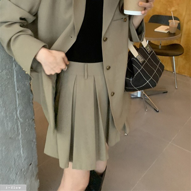 테잇 플리츠 주름 A라인 미니 스커트 2col M,L 봄 여름 셋업 세트 핀턱 제이플로우 - 상세 이미지 5