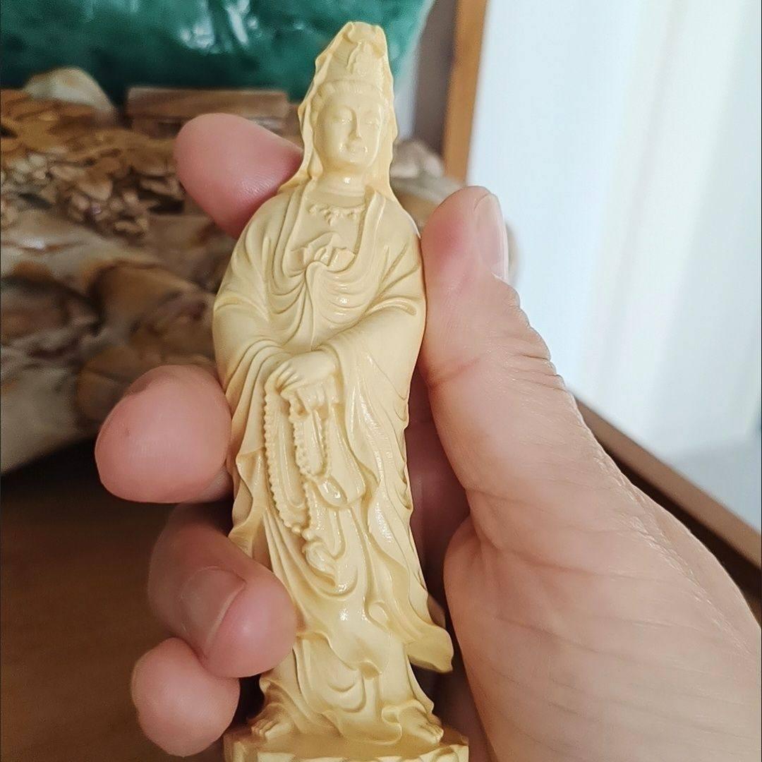 목조 관세음보살 입상 나무불상 목불 미니불상 25cm 경계백 15.15cm 4.65cm - 상세 이미지 3