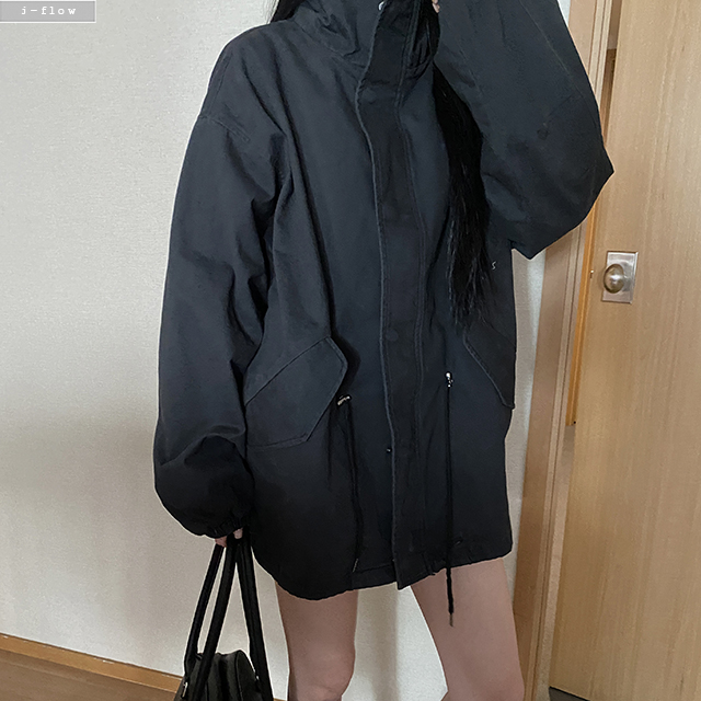 이토 하이넥 오버핏 스트링 코튼 하프 야상 3col 봄 가을 루즈핏 투웨이 자켓 제이플로우 이미지 8