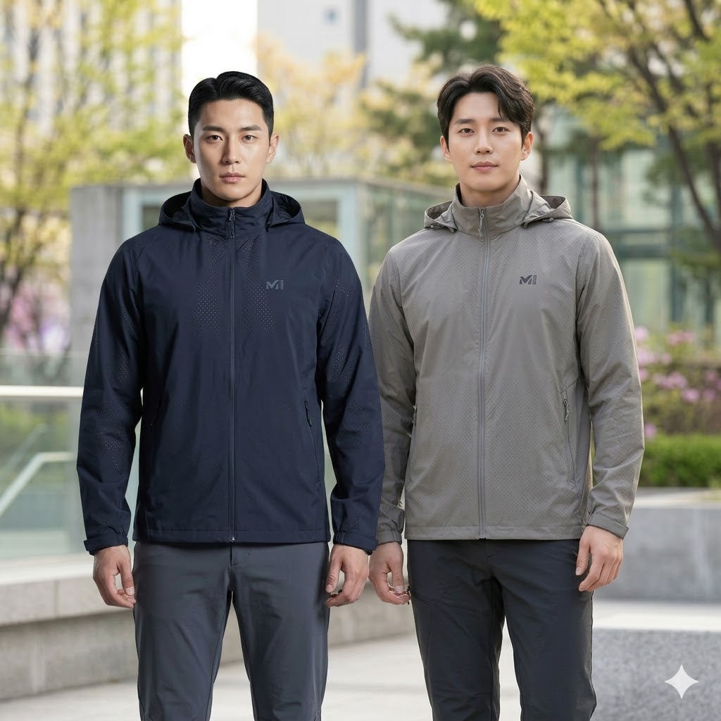MILLET 밀레 남자 봄 아웃도어 방풍 후드 경량 바람막이 등산자켓 - 상세 이미지 2