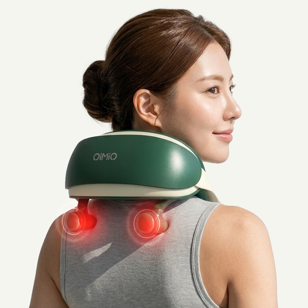 미오데칼코마니 국내유일 두드림기능탑제 해머링 목어깨 마사지기 온열 주무름 승모근삭제 등마사지기 - 상품 이미지