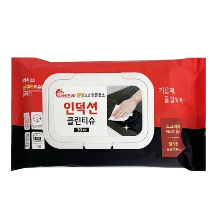 인덕션 클린티슈 30매 전자레인지청소 에어프라이어기름때 클리너티슈 에어프라이기청소 - 상품 이미지