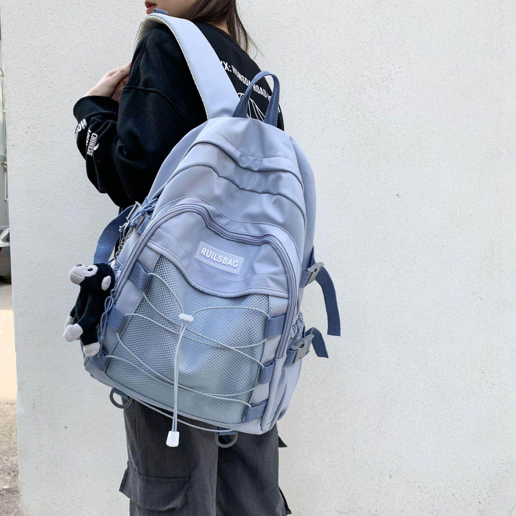 백팩 가방 학교 대학생 신학기 새학기 중학생 메쉬 끈 캐주얼 - 상품 이미지