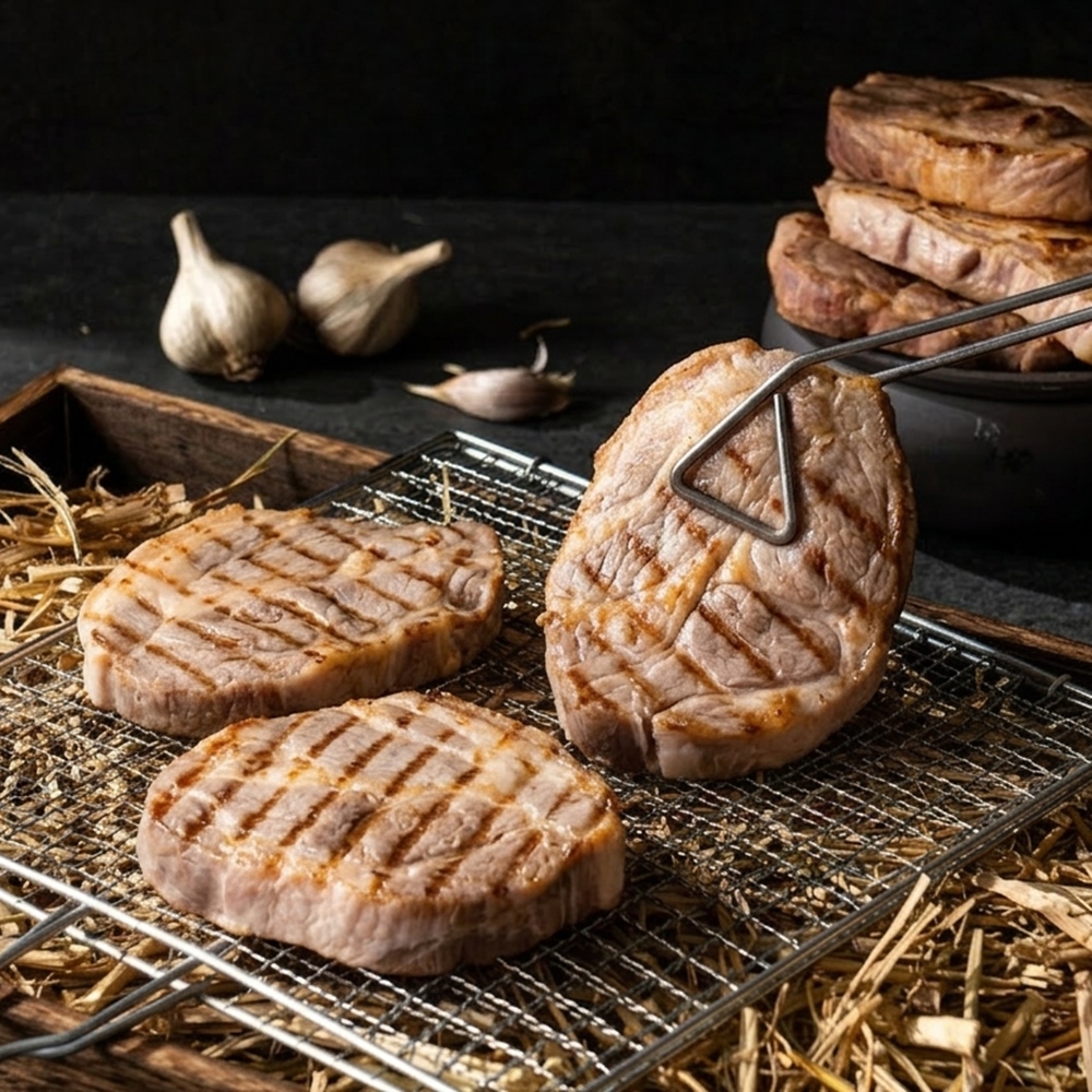 짚불초벌 목살 스테이크 캠핑고기 500g, 3개 - 상세 이미지 3