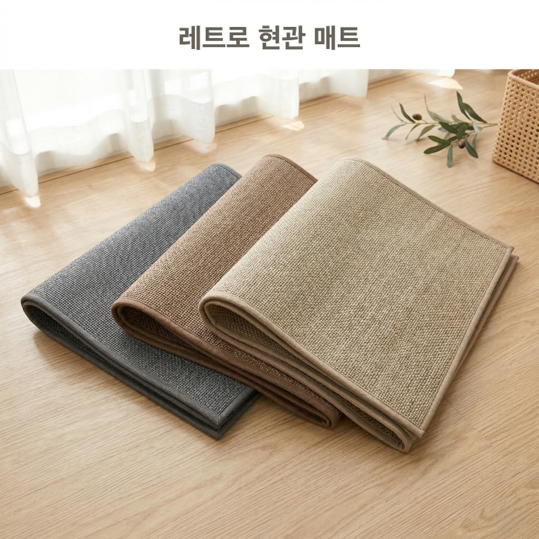 미니멀 짜임 현관 발매트 건식 화장실 욕실 매트 베이지 브라운 차콜 인테리어 러그 - 상세 이미지 5