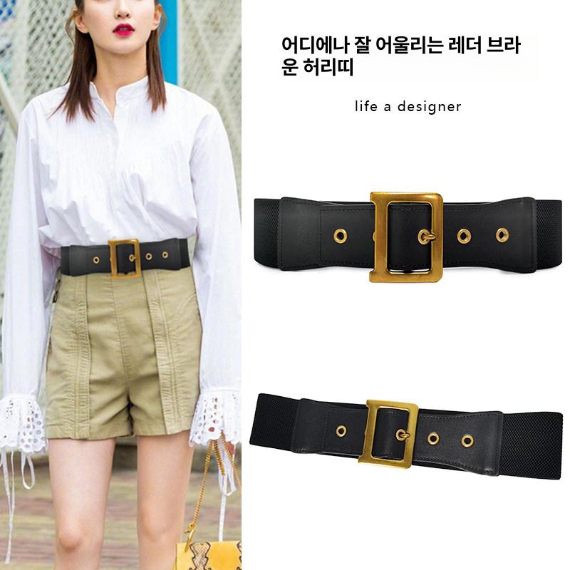 여성용 천연가죽 와이드벨트 데일리 셔츠용 허리벨트 - 상세 이미지 4