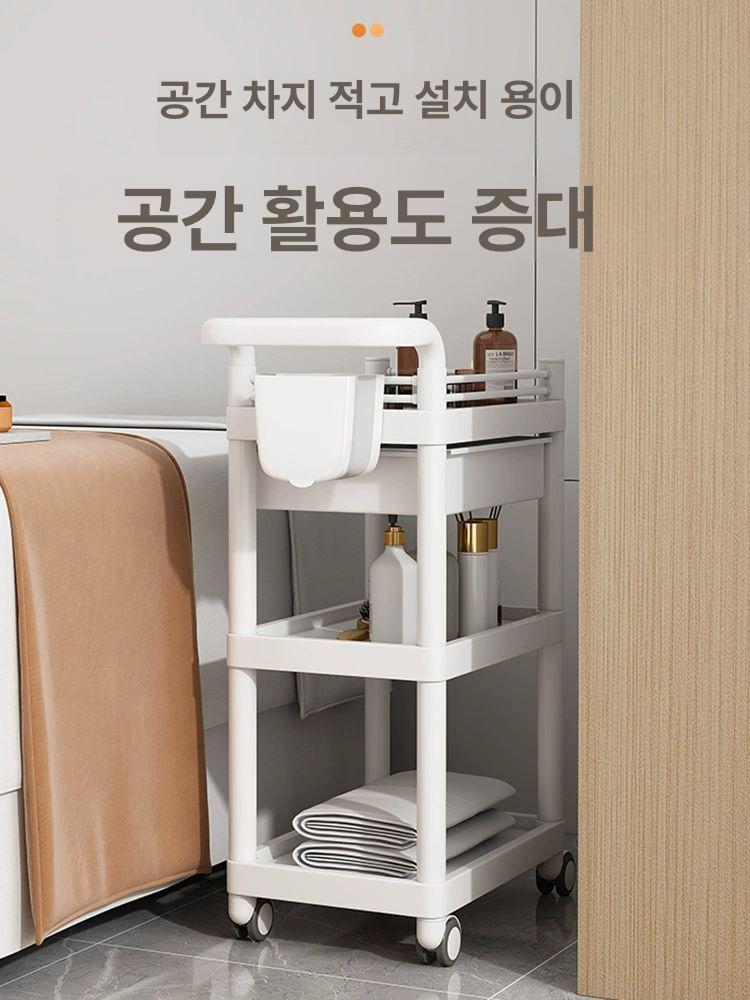미용 왜건 뷰티카트 서랍 있는 A. 트레이 피부샵 3단 서랍+쓰레기통+세안대 포함 3칸 화이트 - 상세 이미지 2