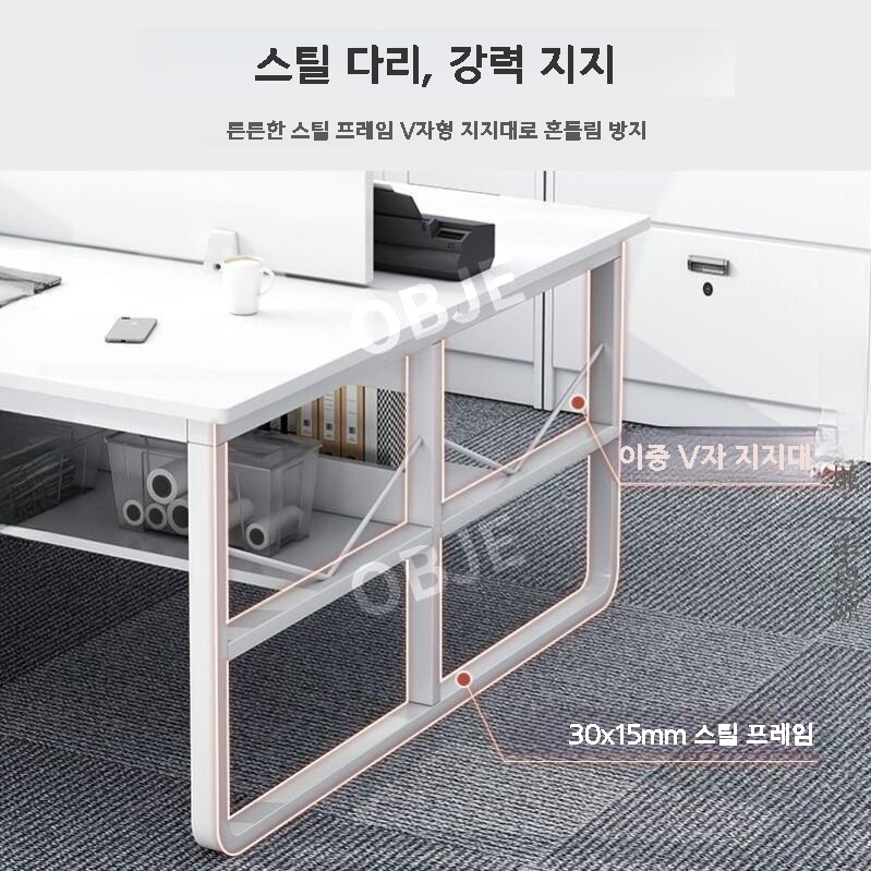 2인용 책상 마주보는 일자형 서랍통 데스크 컴퓨터 사무용 책상 이미지 6