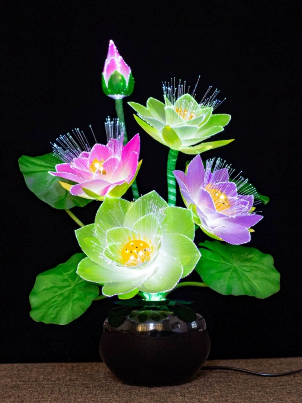 불교꽃전등 장식용 조화 연잎 꾸미기 법단 조명 업그레이드 5단 연꽃 48cm - 상품 이미지