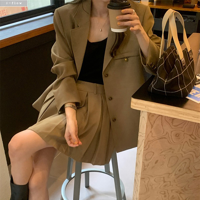 릴러 금장버튼 오버핏 하프 블레이져 자켓 2col 봄 가을 카라 박시 루즈핏 제이플로우 이미지 7