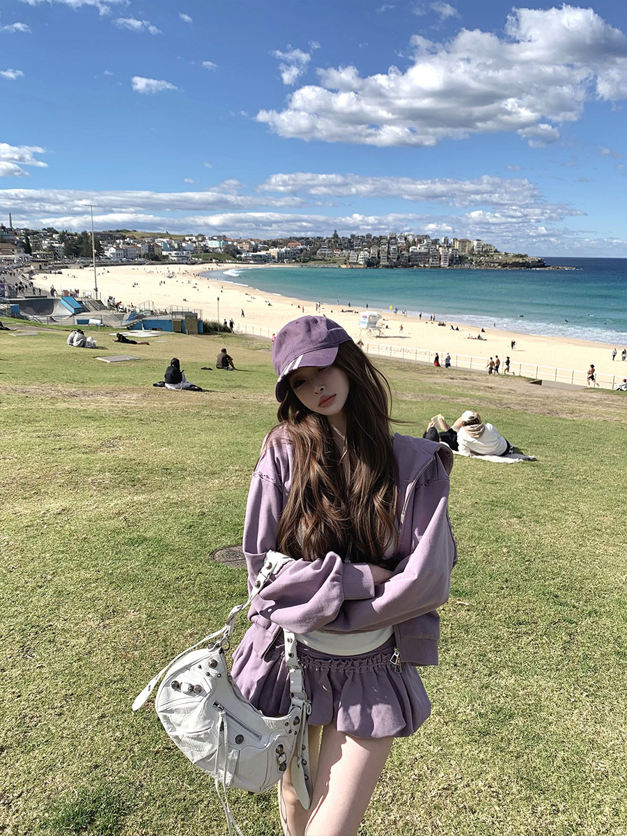 Suuuicee 여성트레이닝세트 후드집업 츄리닝 트레이닝복 스커트 셋업 스웻셔츠 - 상세 이미지 3