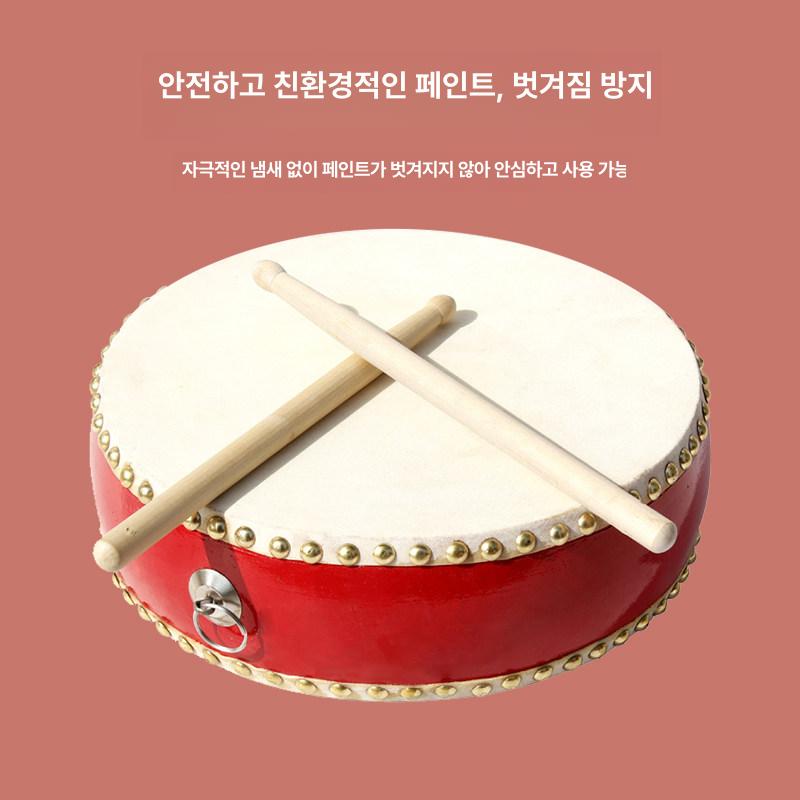 미니 난타북 국악 평북 타악기 입문용 작은북 전통 5인치 (약 16x8.5cm) 나무 막대 포함 - 상세 이미지 3