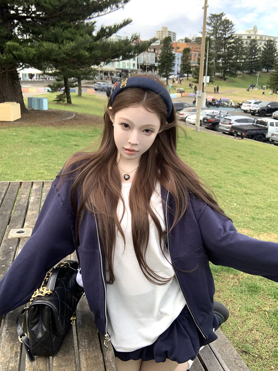 Suuuicee 여성트레이닝세트 후드집업 츄리닝 트레이닝복 스커트 셋업 스웻셔츠 - 상세 이미지 5