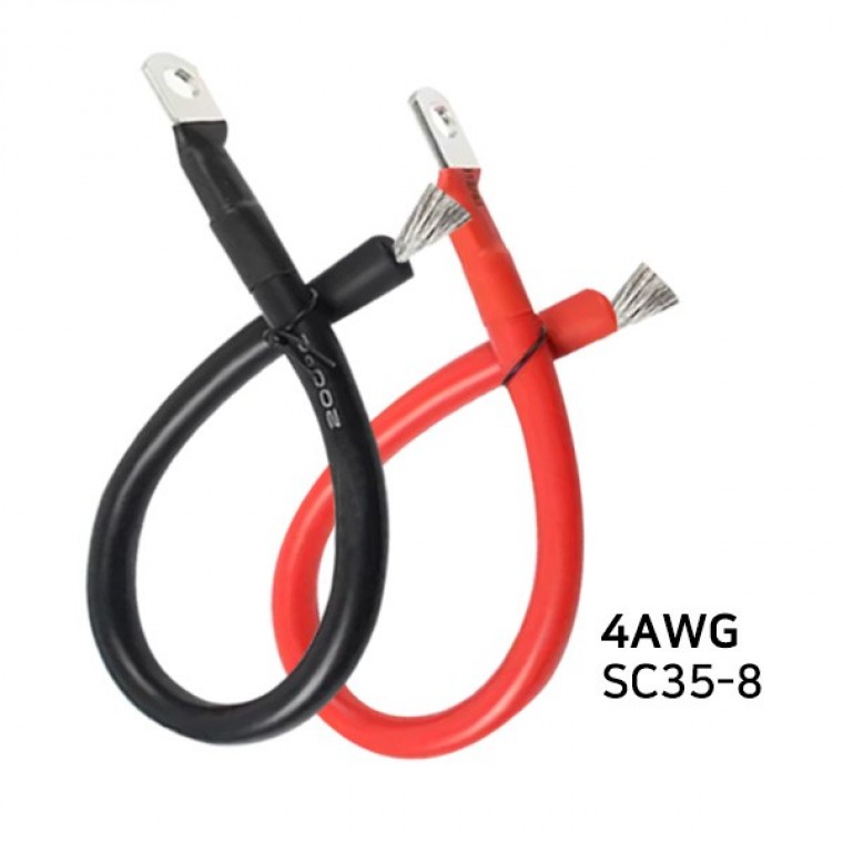 4AWG 실리콘 전원 케이블 0.5m SC35-8 링 단자 180A 배터리 인버터 태양광 - 상품 이미지