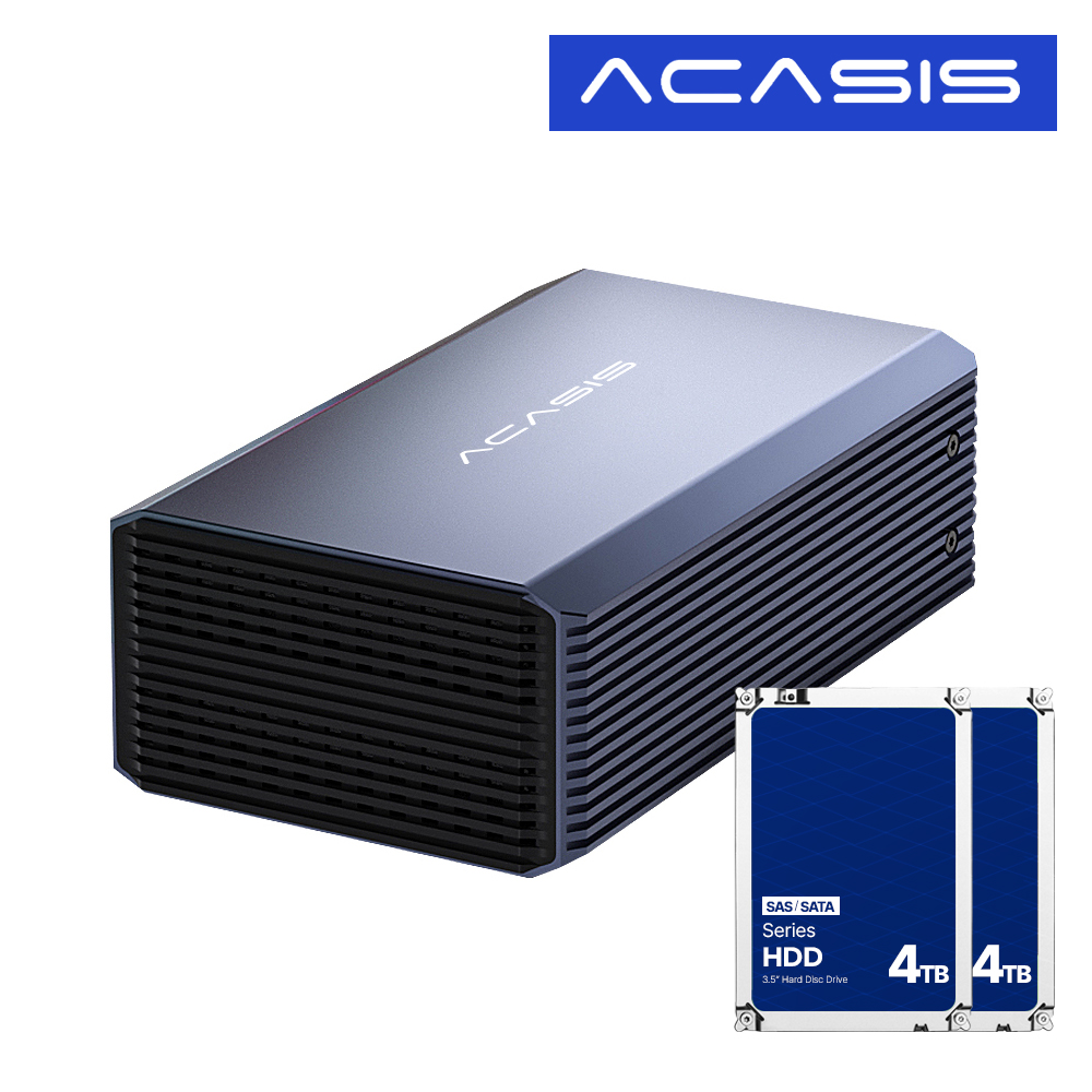 ACASIS 아카시스 EC-7352 8TB RAID 2베이 대용량 외장하드 데이터 복구 지원 하드디스크+아이언울프 4TBx2EA - 상품 이미지